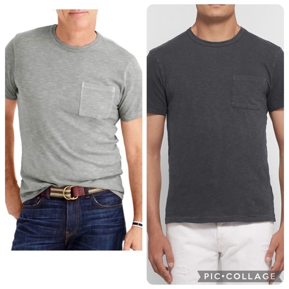 J. Crew Other - 2 J. Crew Mens Garment Dyed Slub Gray Cotton Short Sleeve Tee Shirts M